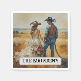 Guardanapo De Papel Casamento Country Western Aquarela