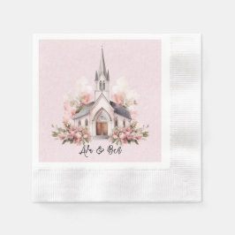 Guardanapo De Papel Casamento da Igreja de Aquarela Rosa