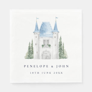 Guardanapo De Papel Casamento da Ilustração Romântica do Castelo de Wa