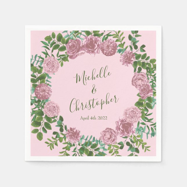 Guardanapo De Papel Casamento da primavera do Jardim das Rosas Rosa (Frente)