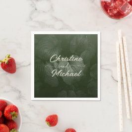 Guardanapo De Papel Casamento da primavera elegante de folha verde