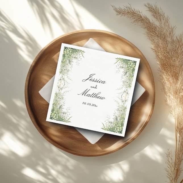 Guardanapo De Papel Casamento das Flores Verdes Dusty Sage (Criador carregado)