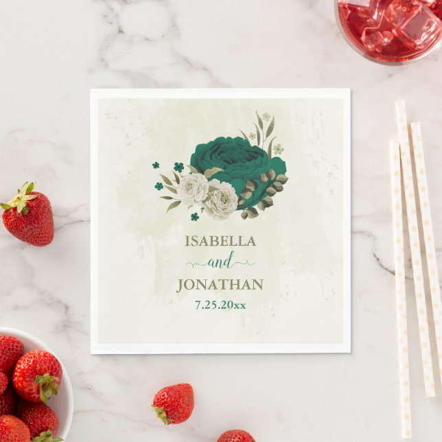 Guardanapo De Papel casamento das flores verdes esmeraldas (Insitu)