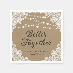 Guardanapo De Papel Casamento das luzes de corda de papel Rustic Kraft
