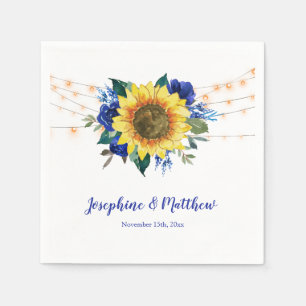 Guardanapo De Papel Casamento das Luzes de Corda Floral Azul de Girass