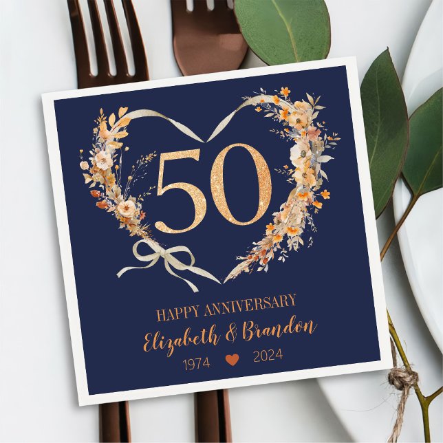 Guardanapo De Papel Casamento de 50 anos de casamento de Napkins Azul  (Criador carregado)
