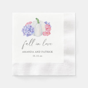 Guardanapo De Papel Casamento de abóbora branca e flores de hortênsia