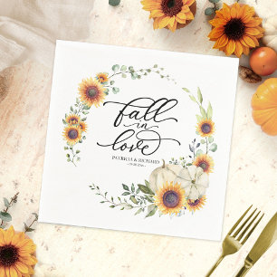 Guardanapo De Papel Casamento de Abóbora de Girassol de Outono Branco