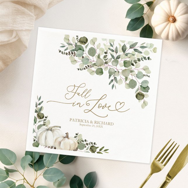 Guardanapo De Papel Casamento de Abóbora Outono Verde (Criador carregado)