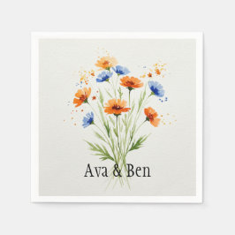 Guardanapo De Papel Casamento de Abraço de Flores Selvagens de Verão