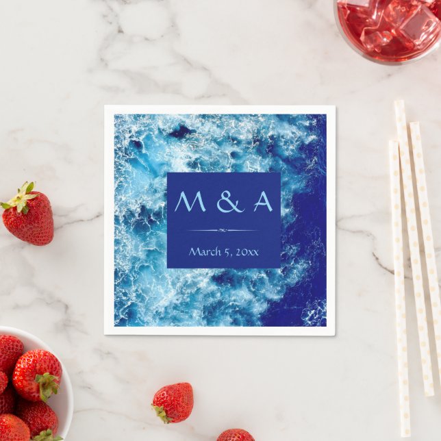 Guardanapo De Papel Casamento de Água do Oceano Azul Coquetel Napkin (Insitu)