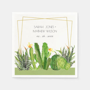 GUARDANAPO DE PAPEL CASAMENTO DE ÁGUA FLORAL MODERNO CACTUS FLORAL