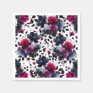 Guardanapo De Papel Casamento de aguarela floral rosa magenta e azul