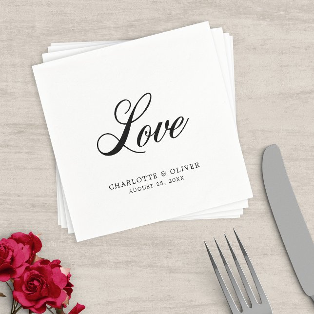 Guardanapo De Papel Casamento de Amor Cursivo Elegante Napkins (Criador carregado)