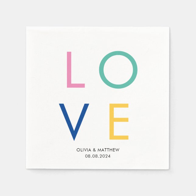 Guardanapo De Papel Casamento de amor mínimo moderno (Frente)
