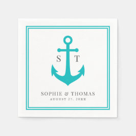 Guardanapo De Papel Casamento de Âncora do Monograma de Borda de Cor E