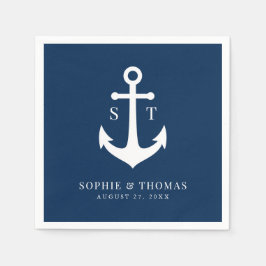 Guardanapo De Papel Casamento de Âncora do Monograma de Cor de Fundo E