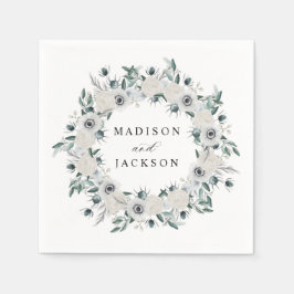 Guardanapo De Papel Casamento de Anêmonas Brancas e Rosas