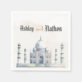 Guardanapo De Papel Casamento de Aquarela Elegante Taj Mahal Typology