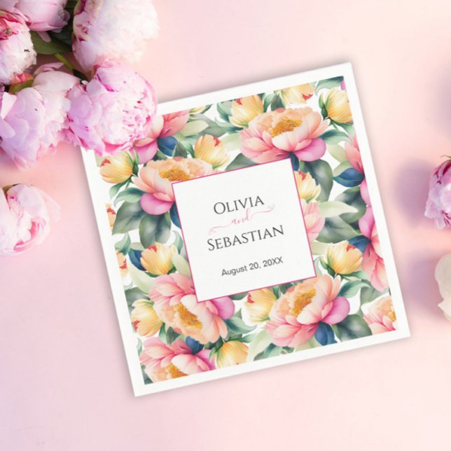 Guardanapo De Papel Casamento de Aquarela Romântica Elegante (Criador carregado)