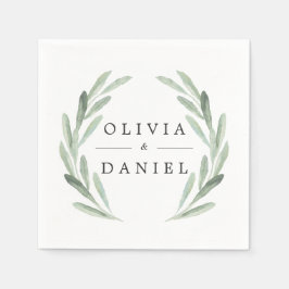 Guardanapo De Papel Casamento de Aquarela Simples e Elegante