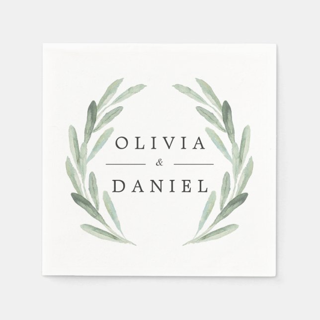 Guardanapo De Papel Casamento de Aquarela Simples e Elegante (Frente)