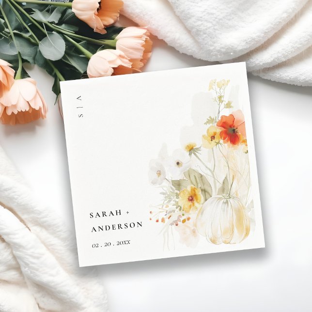 Guardanapo De Papel Casamento de Aquarelas de Pumpkin de Flor Selvagem (Criador carregado)