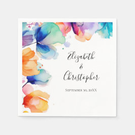 Guardanapo De Papel Casamento de Aquarelas Florais Personalizadas Brig
