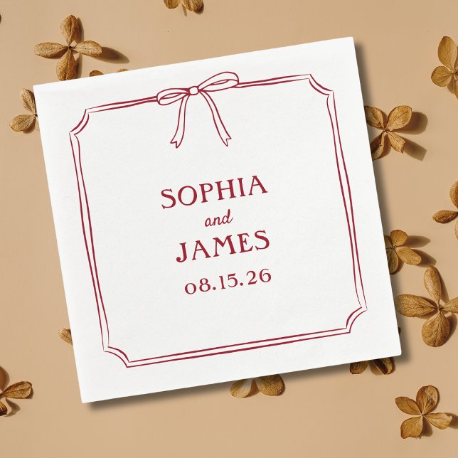 Guardanapo De Papel Casamento de Arco Clássico Simples Elegante Crimso (Criador carregado)