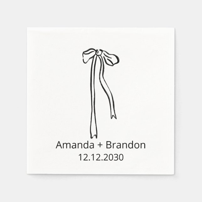 Guardanapo De Papel Casamento de Arco de Coquete Desenhado Mão (Frente)