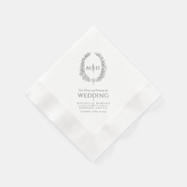 Guardanapo De Papel Casamento de arte da cinza escura da coroa oval