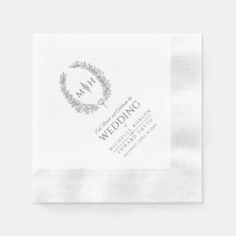 Guardanapo De Papel Casamento de arte da cinza escura da coroa oval