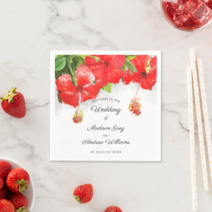 Guardanapo De Papel Casamento de Arte de Flor de Hibiscus Vermelho Ex