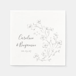 Guardanapo De Papel Casamento de Arte Floral Branca Minimalista Boho N