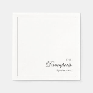Guardanapo De Papel Casamento de Arte Refinada Preto e Branco Minimali