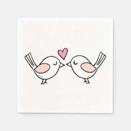 Guardanapo De Papel Casamento de Aves Brancas Brancas Cor-de-Rosa