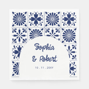 Guardanapo De Papel Casamento de Azulejos de Talavera Azul Marinho Mex