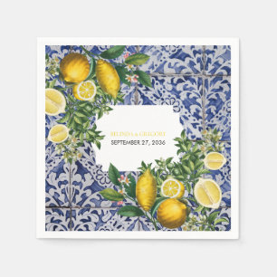 Guardanapo De Papel Casamento de Azulejos portugueses com limões medit