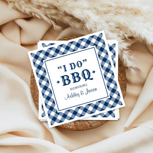 Guardanapo De Papel Casamento de BBQ Navy Gingham Eu Aceito