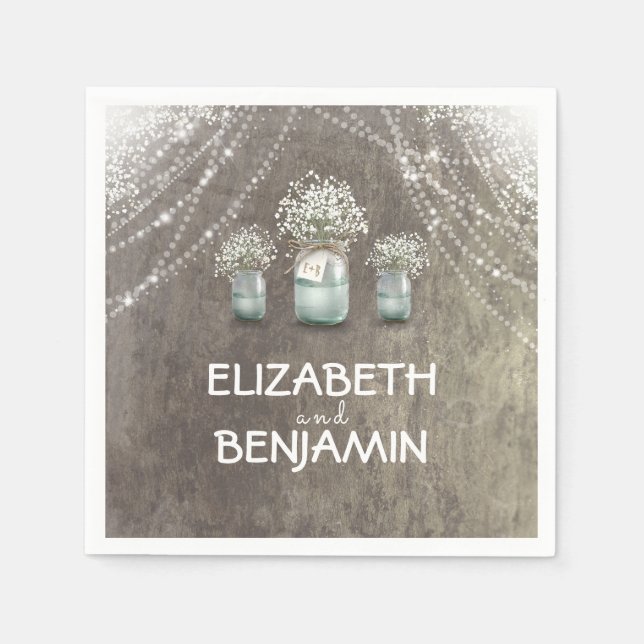 Guardanapo De Papel Casamento de bebê e Mason Jar Barn (Frente)