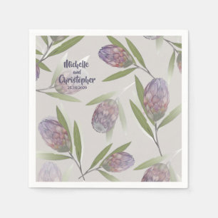 Guardanapo De Papel Casamento de bege-roxa-palha elegante