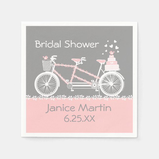 Guardanapo De Papel Casamento de Bicicleta Tandem (Frente)
