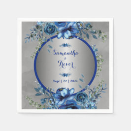 Guardanapo De Papel Casamento de Blossomas de Prata Elegante