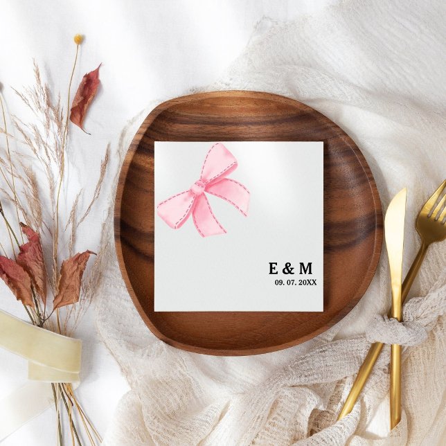 Guardanapo De Papel Casamento de Boho com Arco de Blush Rosa Monograma (Criador carregado)
