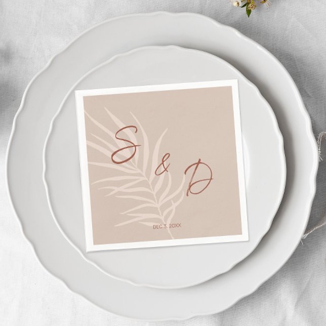Guardanapo De Papel Casamento de Boho Personalizado (Monogrammed Boho Terracotta Napkins)