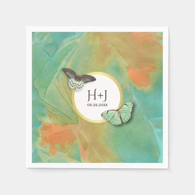 Guardanapo De Papel Casamento de borboletas no sudoeste (Frente)