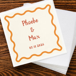 Guardanapo De Papel Casamento de Borda Onda Branca Escrita à Mão 70