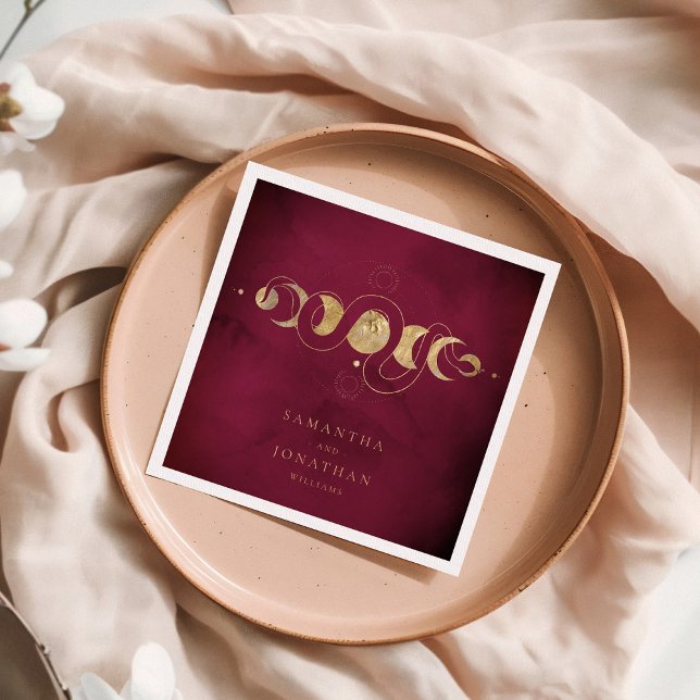 Guardanapo De Papel Casamento de Borgonha e Faux Dourado Tarot Celesti (Criador carregado)