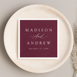 Guardanapo De Papel Casamento de Borgonha Elegante