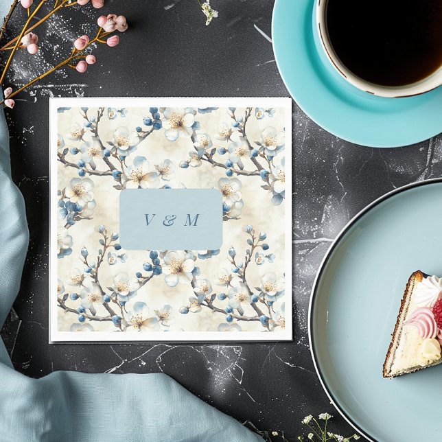 Guardanapo De Papel Casamento de Brilhos Brancos primavera Azul (Criador carregado)